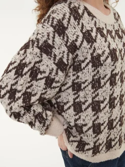 Pullover aus Alpakawolle(hahnentritt chocolate, XS)