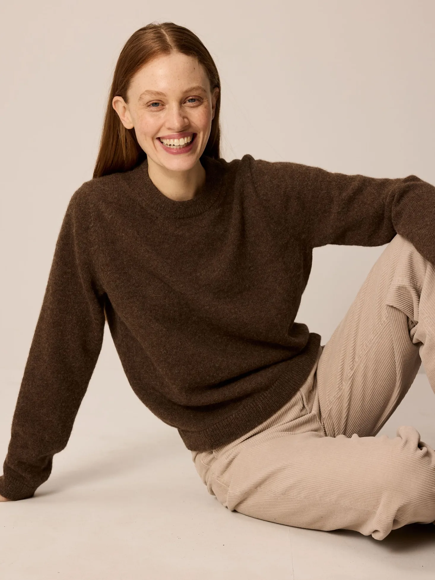 Pullover aus Alpakawolle(mokka melange, XS)