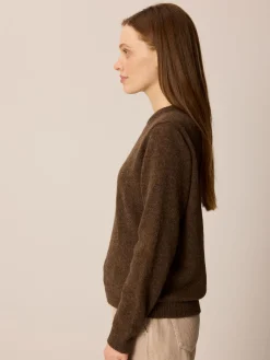 Pullover aus Alpakawolle(mokka melange, XS)