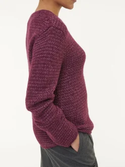 Pullover aus Alpakawolle und Bio-Baumwolle(aubergine melange, L)