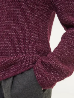 Pullover aus Alpakawolle und Bio-Baumwolle(aubergine melange, L)