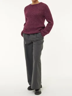 Pullover aus Alpakawolle und Bio-Baumwolle(aubergine melange, L)