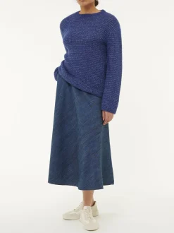 Pullover aus Alpakawolle und Bio-Baumwolle(blau melange, L)