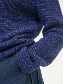 Pullover aus Alpakawolle und Bio-Baumwolle(blau melange, L)
