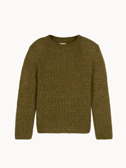 Pullover aus Alpakawolle und Bio-Baumwolle(olive melange, L)