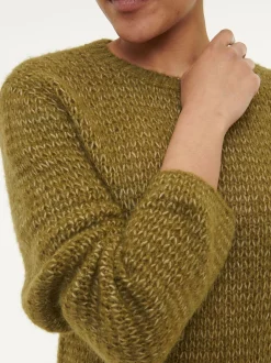 Pullover aus Alpakawolle und Bio-Baumwolle(olive melange, L)