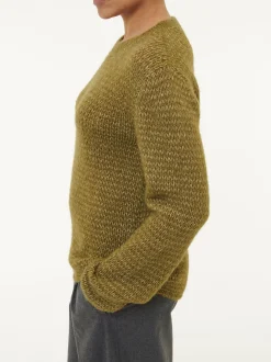Pullover aus Alpakawolle und Bio-Baumwolle(olive melange, L)