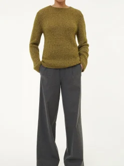 Pullover aus Alpakawolle und Bio-Baumwolle(olive melange, L)