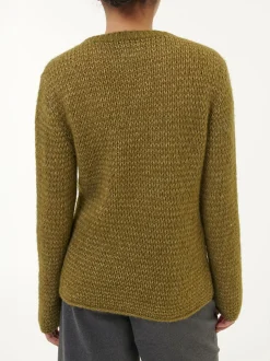 Pullover aus Alpakawolle und Bio-Baumwolle(olive melange, L)