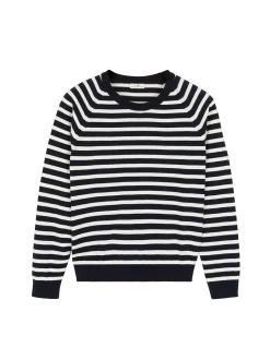 Pullover aus Bio Baumwolle(denimblau/offwhite ringel, XS)