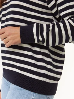 Pullover aus Bio Baumwolle(denimblau/offwhite ringel, XS)