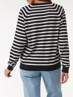 Pullover aus Bio Baumwolle(denimblau/offwhite ringel, XS)