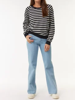 Pullover aus Bio Baumwolle(denimblau/offwhite ringel, XS)