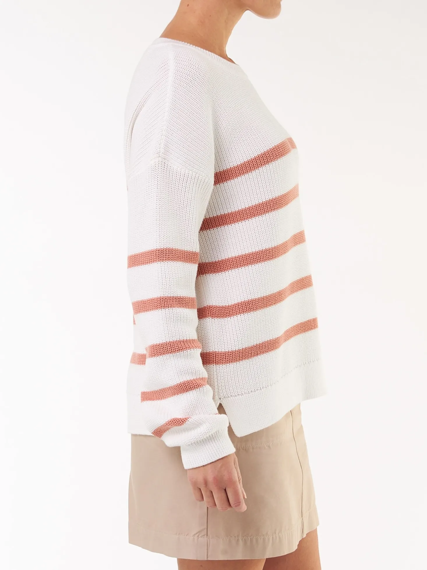 Pullover aus Bio Baumwolle(pfirsich/offwhite ringel, XS)
