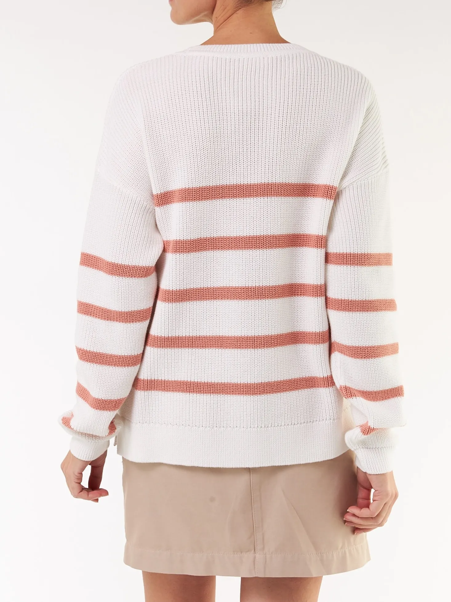 Pullover aus Bio Baumwolle(pfirsich/offwhite ringel, XS)