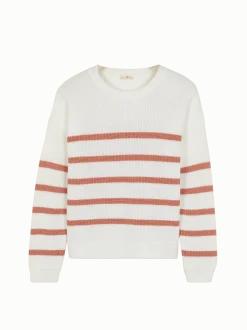 Pullover aus Bio Baumwolle(pfirsich/offwhite ringel, XS)