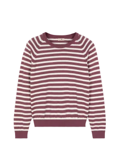 Pullover aus Bio Baumwolle(traube/offwhite ringel, XS)