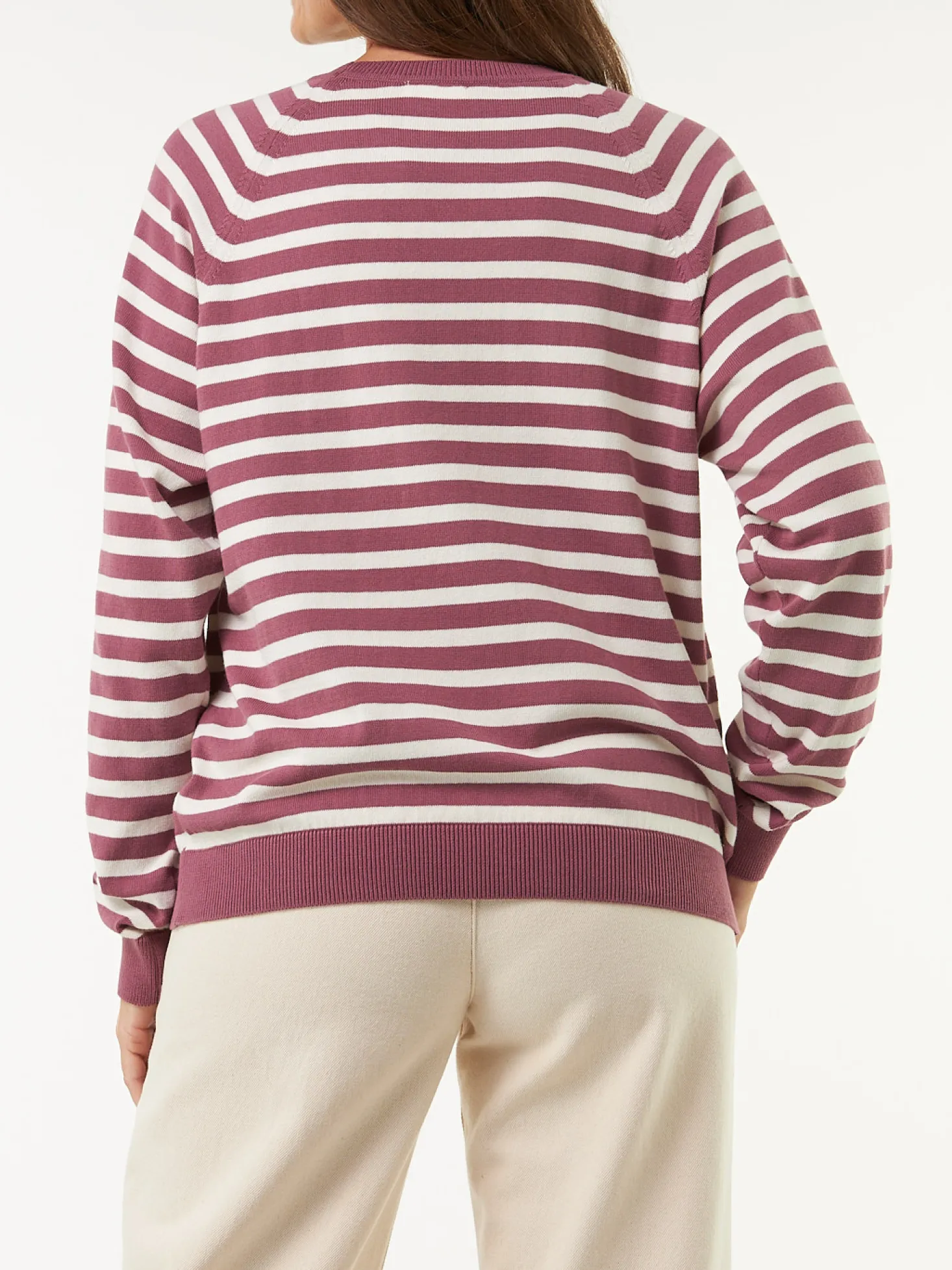 Pullover aus Bio Baumwolle(traube/offwhite ringel, XS)