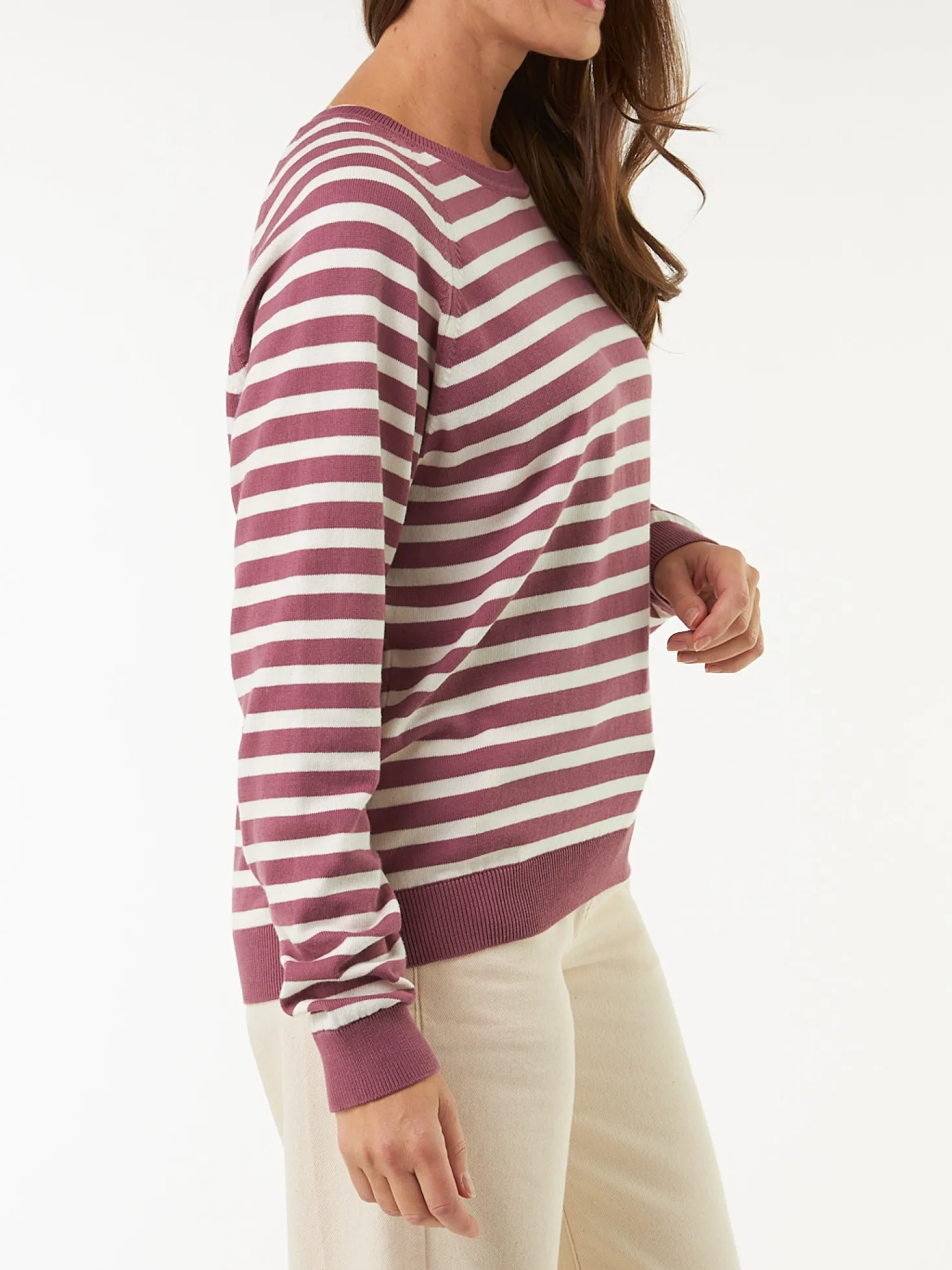Pullover aus Bio Baumwolle(traube/offwhite ringel, XS)