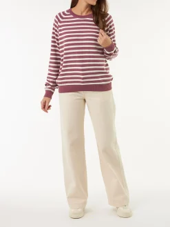Pullover aus Bio Baumwolle(traube/offwhite ringel, XS)