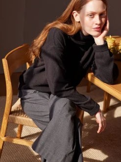 Pullover aus Bio-Baumwolle und Wolle(schwarz, XS)