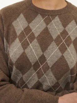 Pullover aus Yakhaar und Schafwolle(yak intarsia mittelbraun/hasel, XS)
