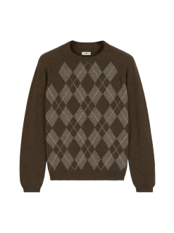 Pullover aus Yakhaar und Schafwolle(yak intarsia mittelbraun/hasel, XS)