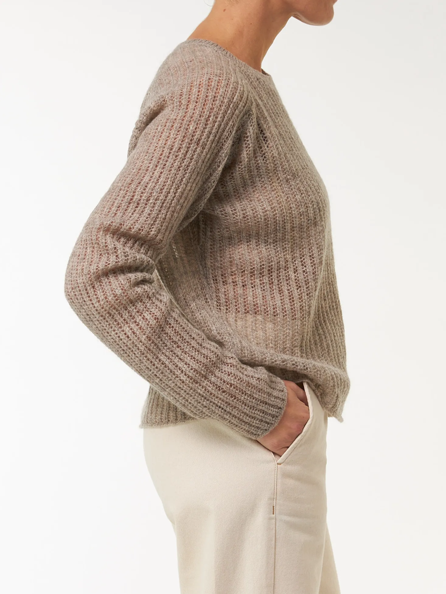 Pullover aus Yakhaar und Schurwolle(yak mix natur/hasel, S)