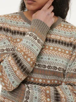 Pullover aus YakwolleWolle und Kamelhaar (yak gemustert eisblau, L)