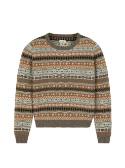 Pullover aus YakwolleWolle und Kamelhaar (yak gemustert eisblau, L)