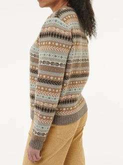 Pullover aus YakwolleWolle und Kamelhaar (yak gemustert eisblau, L)