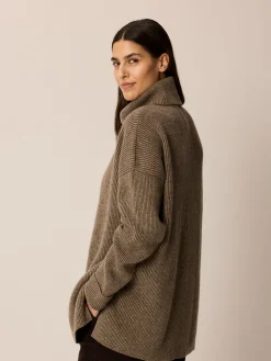 Pullover aus Yakwolle(yak ribstrick/mittelbraun, XL)
