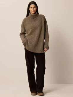 Pullover aus Yakwolle(yak ribstrick/mittelbraun, XL)