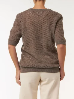 Pullover kurzarm aus Yakwolle(hasel melange, XS)