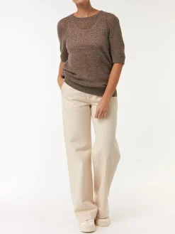 Pullover kurzarm aus Yakwolle(hasel melange, XS)