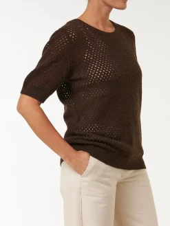 Pullover kurzarm aus Yakwolle(espresso, XS)