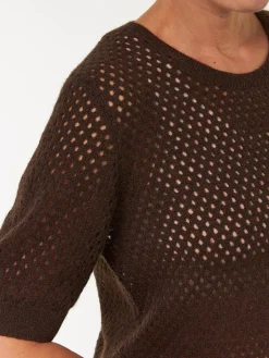 Pullover kurzarm aus Yakwolle(espresso, XS)
