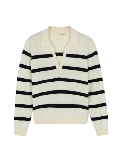 Pullover langarm aus Bio Baumwolle(denimblau/offwhite ringel, XS)