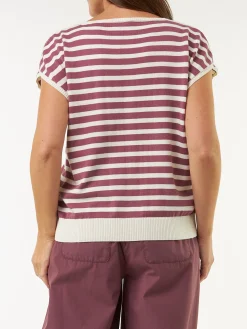 Pullunder aus Bio Baumwolle(traube/offwhite ringel, M)