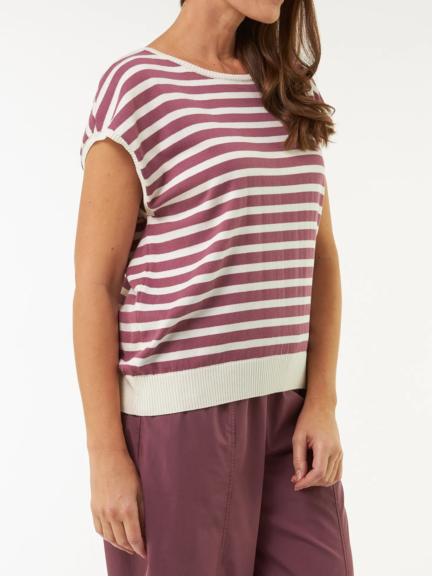 Pullunder aus Bio Baumwolle(traube/offwhite ringel, M)