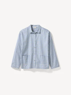 Pyjamahemd aus Bio Baumwolle(blau/weiß karo, S)