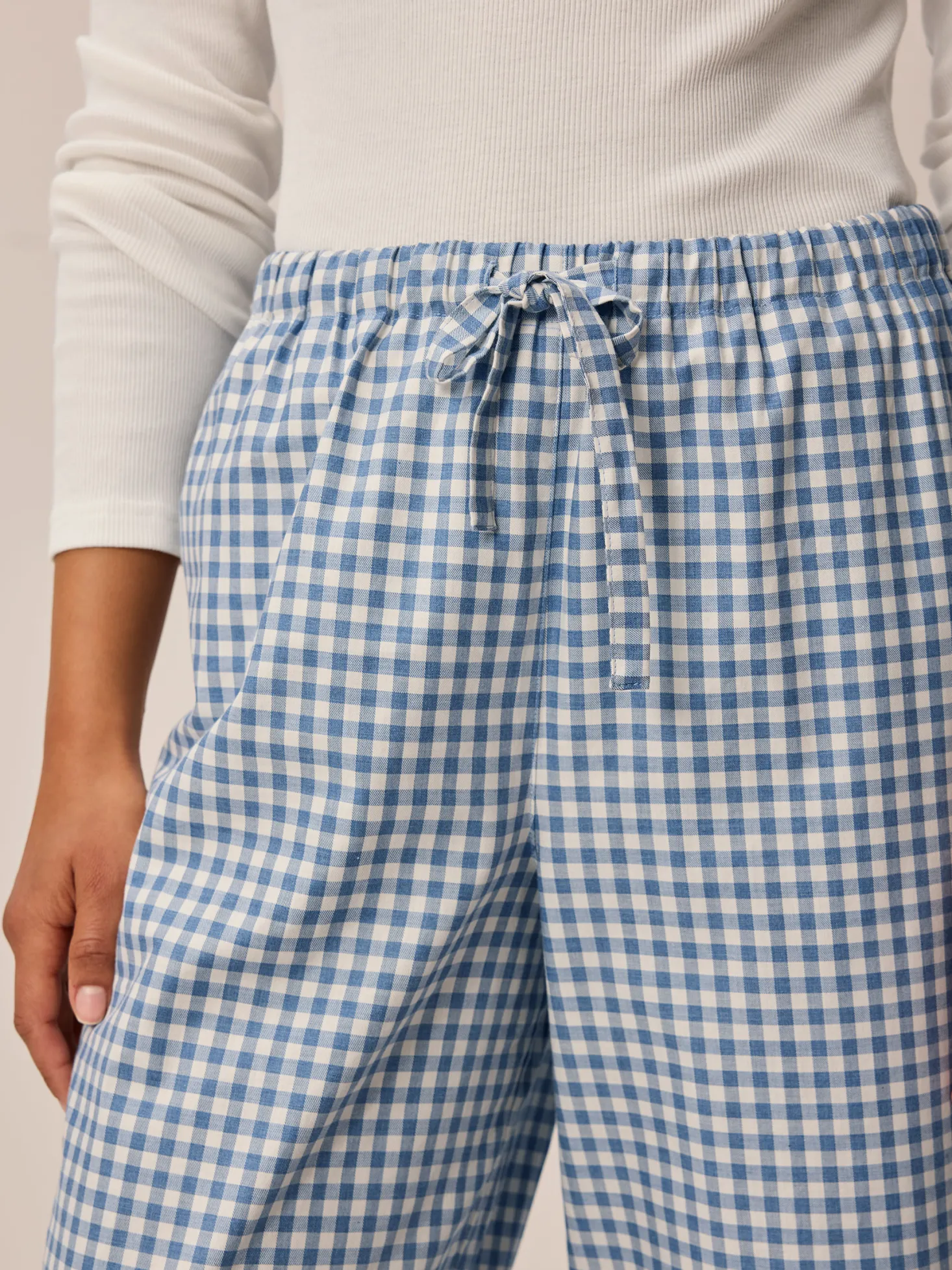 Pyjamahose aus Bio Baumwolle(blau/weiß karo, L)