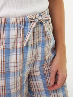 Pyjamahose aus Bio Baumwolle(karo azurblau/multicolor, XS)