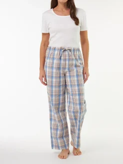 Pyjamahose aus Bio Baumwolle(karo azurblau/multicolor, XS)