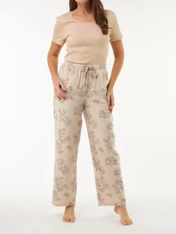 Pyjamahose lang aus Bio Baumwolle(wildrose beige, XS)