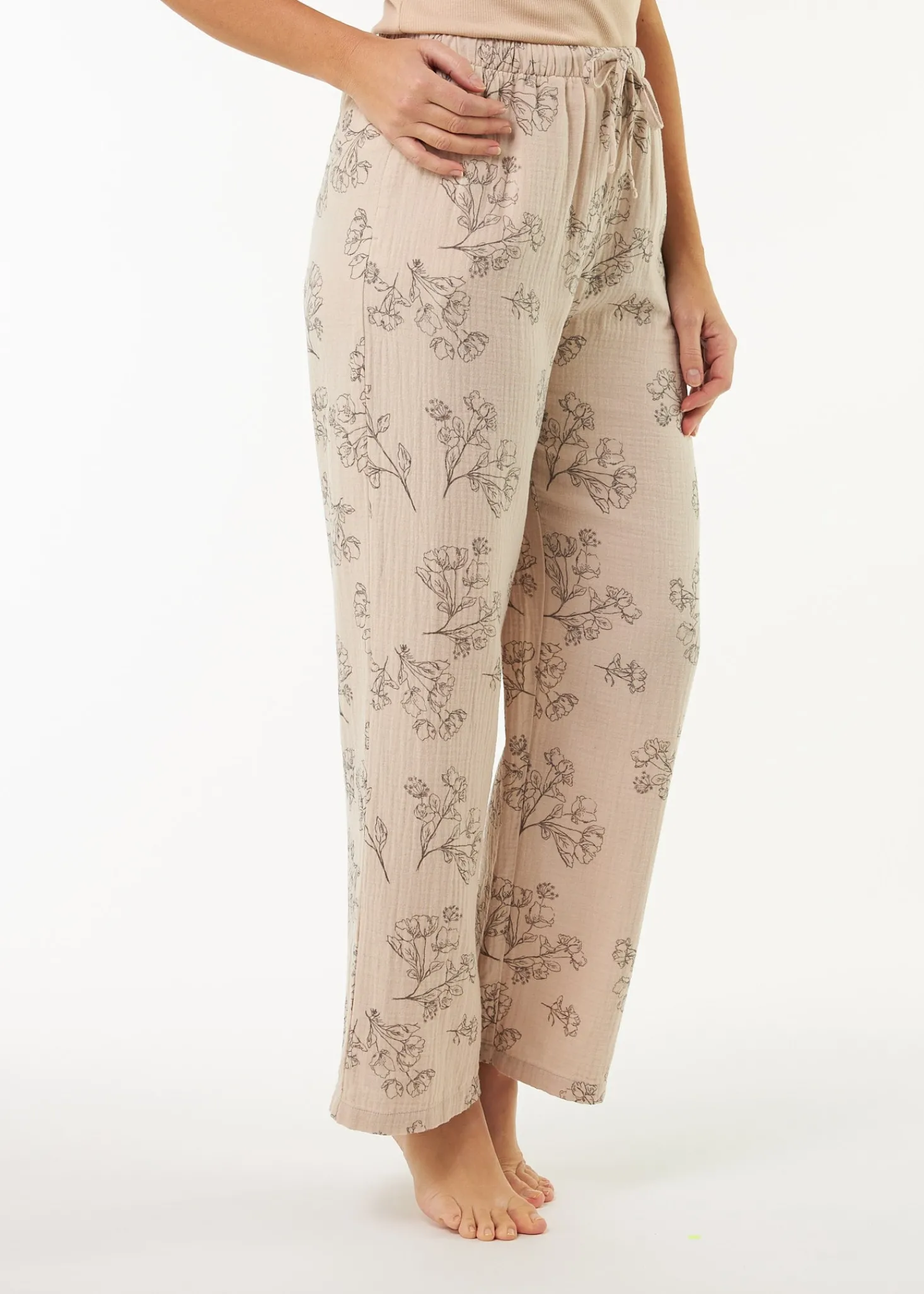 Pyjamahose lang aus Bio Baumwolle(wildrose beige, XS)
