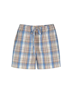 Pyjamashorts aus Bio Baumwolle(karo azurblau/multicolor, XS)
