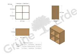 Regal Yunit Pur(Eiche, 2 x 2 Fächer)