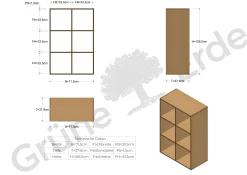 Regal Yunit Pur(Eiche, 2 x 3 Fächer)