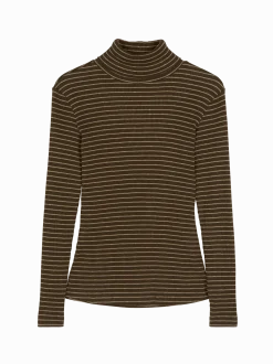 Rollkragenshirt aus Bio Baumwolle(kaktus/light khaki ringel, M)